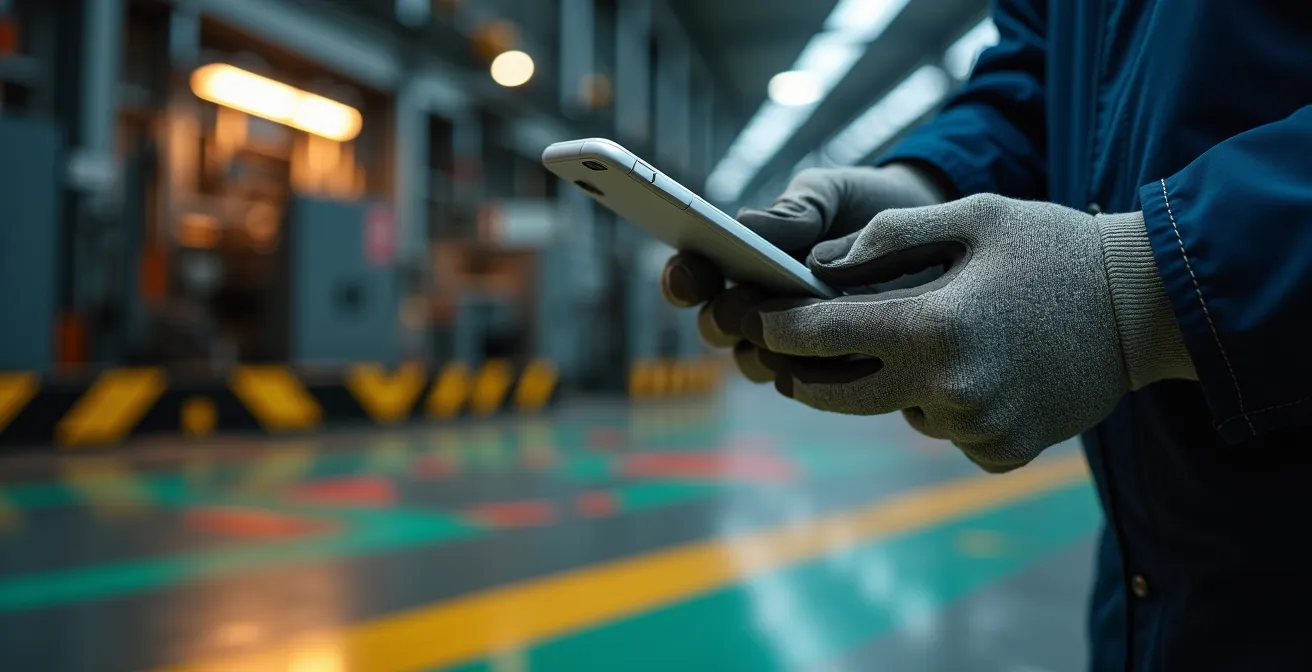 QR code scanné sur équipement industriel pour accès rapide aux consignes de sécurité